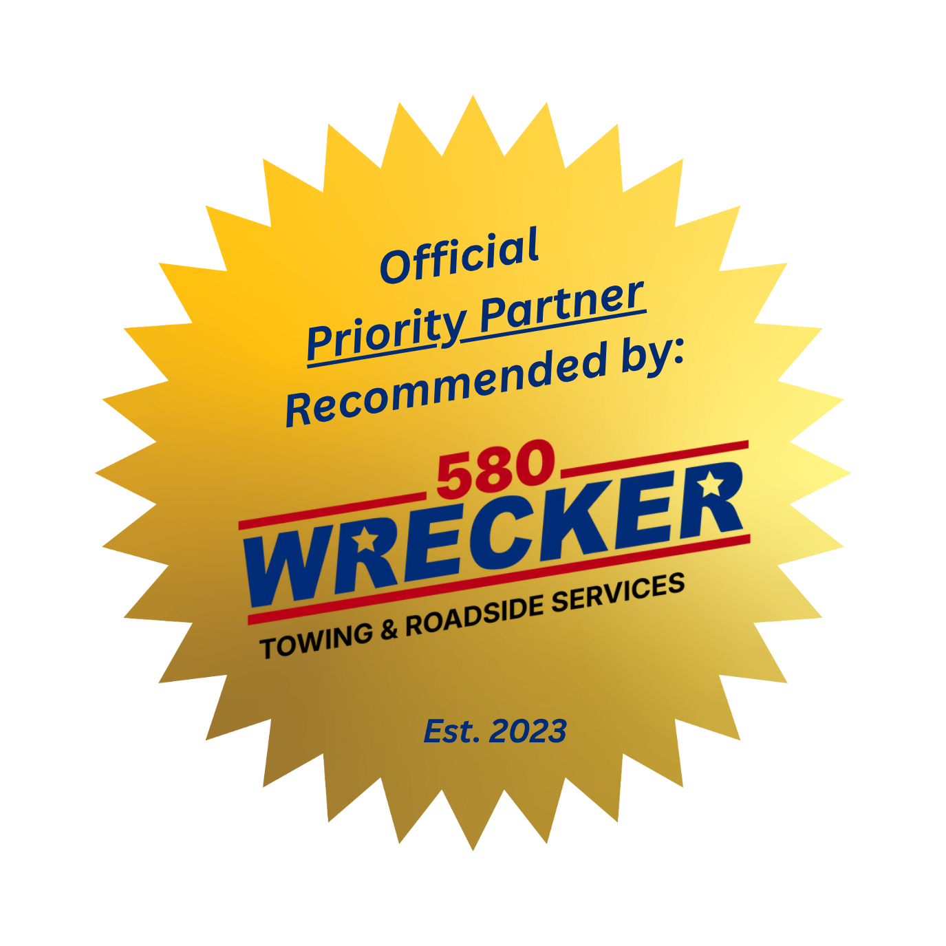 Official Priority Partner – Recommended by 580 Wrecker